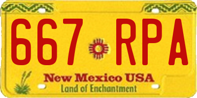 NM license plate 667RPA