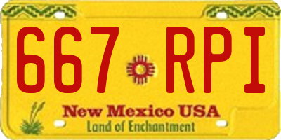 NM license plate 667RPI