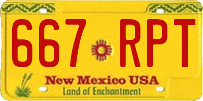 NM license plate 667RPT