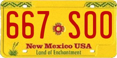 NM license plate 667SOO