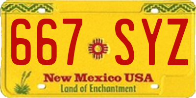 NM license plate 667SYZ