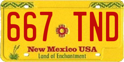 NM license plate 667TND
