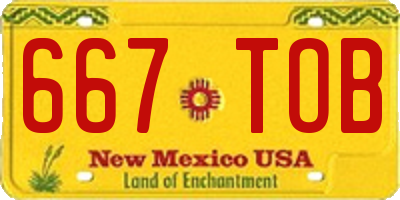 NM license plate 667TOB