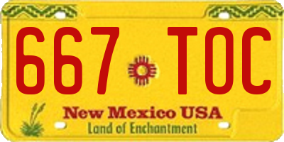 NM license plate 667TOC