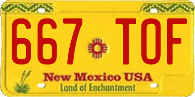 NM license plate 667TOF