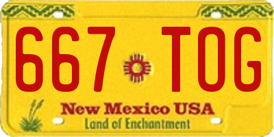 NM license plate 667TOG