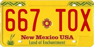 NM license plate 667TOX