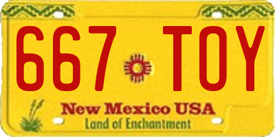 NM license plate 667TOY