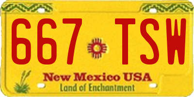 NM license plate 667TSW
