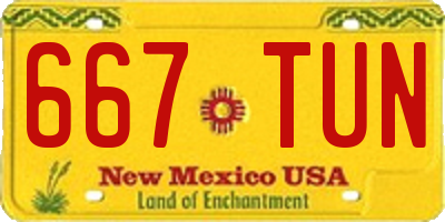 NM license plate 667TUN