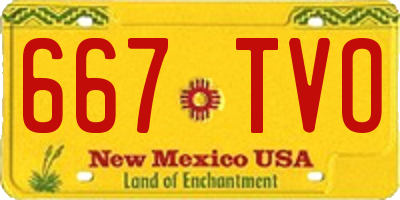 NM license plate 667TVO