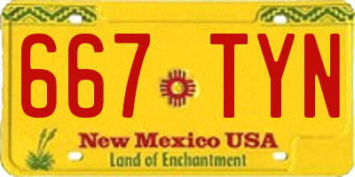 NM license plate 667TYN
