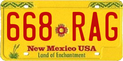 NM license plate 668RAG