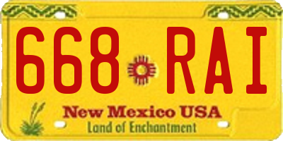 NM license plate 668RAI