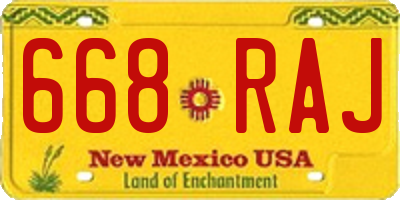 NM license plate 668RAJ