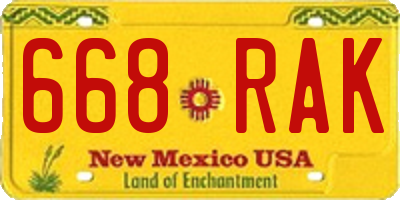 NM license plate 668RAK