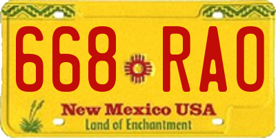 NM license plate 668RAO