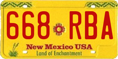 NM license plate 668RBA