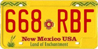 NM license plate 668RBF