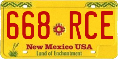 NM license plate 668RCE