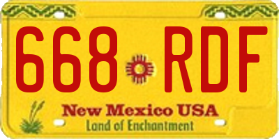 NM license plate 668RDF