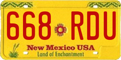 NM license plate 668RDU
