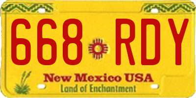 NM license plate 668RDY