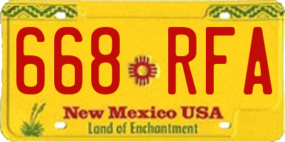 NM license plate 668RFA