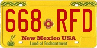 NM license plate 668RFD