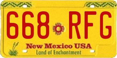 NM license plate 668RFG