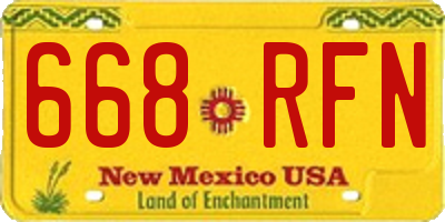 NM license plate 668RFN