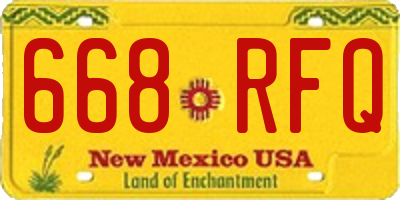 NM license plate 668RFQ