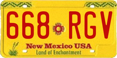 NM license plate 668RGV