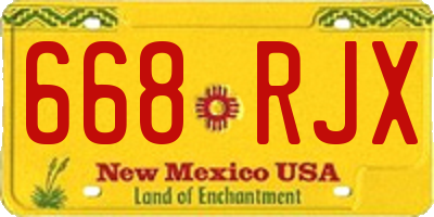 NM license plate 668RJX