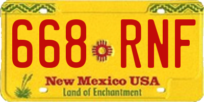 NM license plate 668RNF
