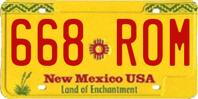 NM license plate 668ROM
