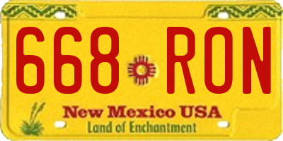 NM license plate 668RON