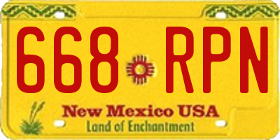 NM license plate 668RPN