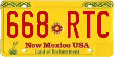 NM license plate 668RTC