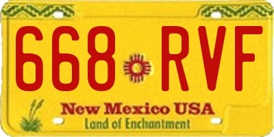 NM license plate 668RVF