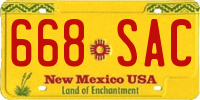 NM license plate 668SAC