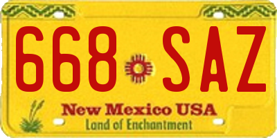 NM license plate 668SAZ