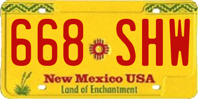 NM license plate 668SHW