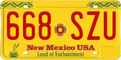 NM license plate 668SZU