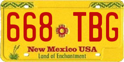 NM license plate 668TBG
