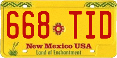 NM license plate 668TID