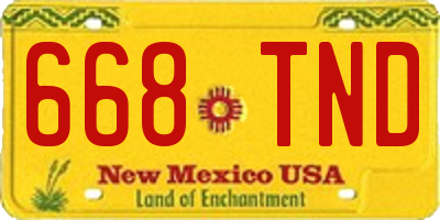 NM license plate 668TND