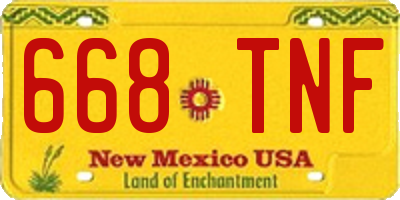 NM license plate 668TNF
