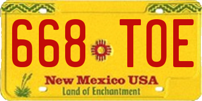 NM license plate 668TOE