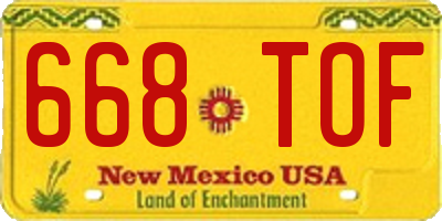 NM license plate 668TOF